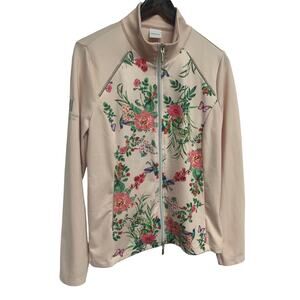 Madeleine Sports Floral Zip Jacket Women’s Size M Pink Botanical Print Full Zip